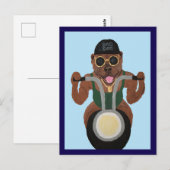 バイクに乗ったピットブル・バイカー ポストカード (正面/裏面)