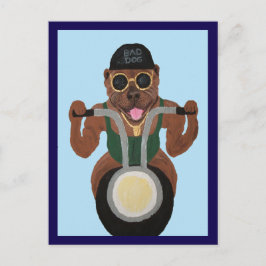 バイクに乗ったピットブル・バイカー ポストカード