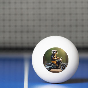 バイクに乗ったメルカト・ビキー 卓球ボール