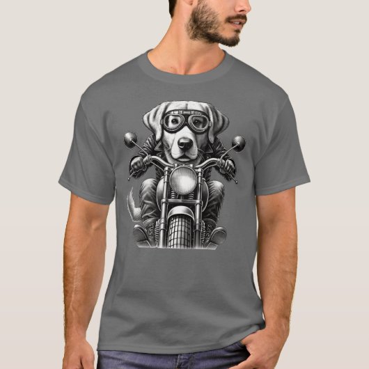 バイクに乗ったラブラドール Tシャツ (正面)