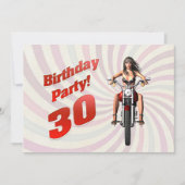 バイクに乗った女の子と30歳の誕生日パーティー 招待状 (正面)