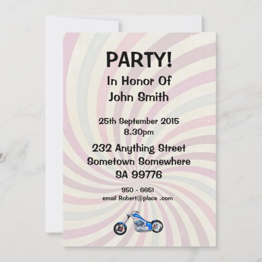 バイクに乗った女の子と49歳の誕生日パーティー 招待状 (裏面)