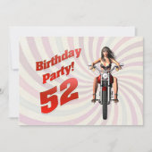 バイクに乗った女の子と52回目の誕生日パーティー 招待状 (正面)