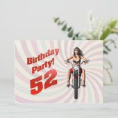 バイクに乗った女の子と52回目の誕生日パーティー 招待状 (スタンド正面)