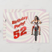 バイクに乗った女の子と52回目の誕生日パーティー 招待状 (正面/裏面)
