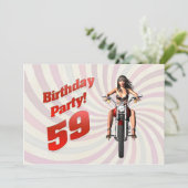 バイクに乗った女の子と59歳の誕生日パーティー 招待状 (スタンド正面)