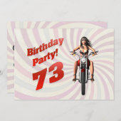 バイクに乗った女の子と73歳の誕生日パーティー 招待状 (正面/裏面)