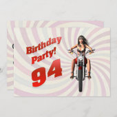 バイクに乗った女の子と94歳の誕生日パーティー 招待状 (正面/裏面)
