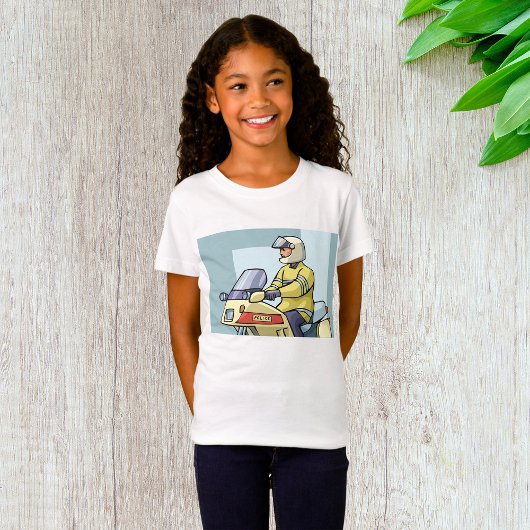 バイクに乗った女の子Tシャツを着た警察 Tシャツ