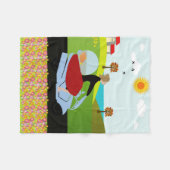 バイクに乗った女性 フリースブランケット (正面(横))