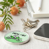 バイクに乗った漫画の牛 キーホルダー (側面)