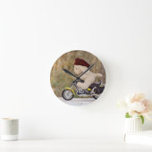バイクに乗った犬 ラウンド壁時計 (ホーム)