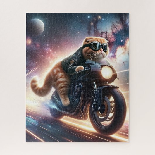バイクに乗った猫のジグソーパズル ジグソーパズル (縦)