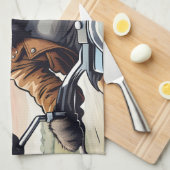 バイクに乗った猫 キッチンタオル (四つ折り)