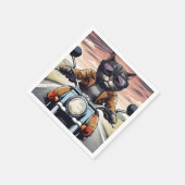 バイクに乗った猫 スタンダードカクテルナプキン (角)