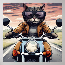 バイクに乗った猫 ポスター