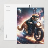 バイクに乗った猫 ポストカード (正面/裏面)