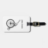 バイクに乗った白黒キリン ラゲッジタグ (正面横)