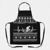 バイクに乗った醜いメリークリスマスセーター エプロン (正面)