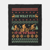 バイクに乗った醜いメリークリスマスセーター フリースブランケット (正面)