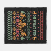 バイクに乗った醜いメリークリスマスセーター フリースブランケット (正面(横))