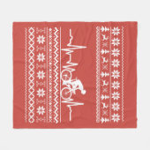 バイクに乗った醜いメリークリスマスセーター フリースブランケット (正面(横))