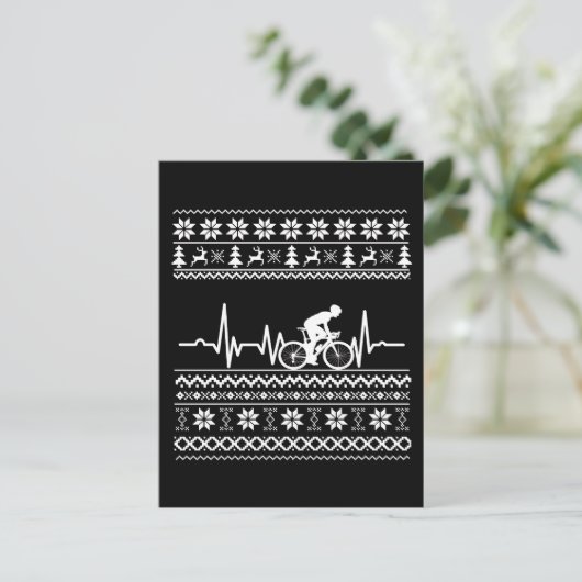 バイクに乗った醜いメリークリスマスセーター ポストカード (スタンド正面)