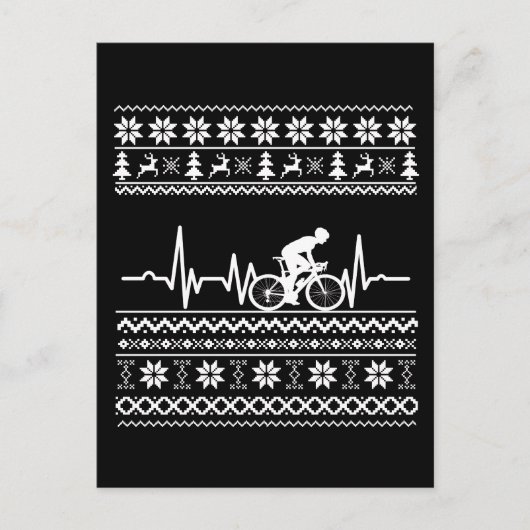 バイクに乗った醜いメリークリスマスセーター ポストカード (正面)
