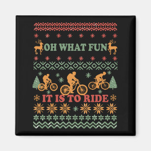 バイクに乗った醜いメリークリスマスセーター マグネット