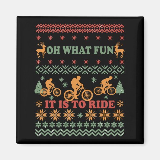 バイクに乗った醜いメリークリスマスセーター マグネット (正面)