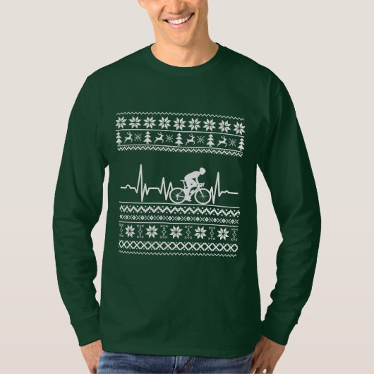 バイクに乗った醜いメリークリスマスセーター Tシャツ (正面)