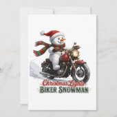 バイクに乗った雪だるまのクリスマスイルミネーション シーズンカード (正面)