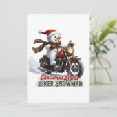 バイクに乗った雪だるまのクリスマスイルミネーション シーズンカード (スタンド正面)