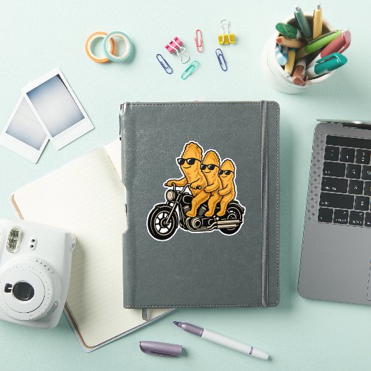 バイクに乗った面白いチキンナゲット シール (iPadカバー)