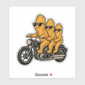 バイクに乗った面白いチキンナゲット シール (シート)