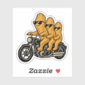 バイクに乗った面白いチキンナゲット シール (シート)