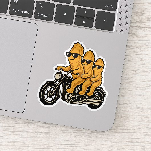 バイクに乗った面白いチキンナゲット シール (詳細)