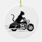 バイクに乗った黒いタキシード猫 セラミックオーナメント (裏面)