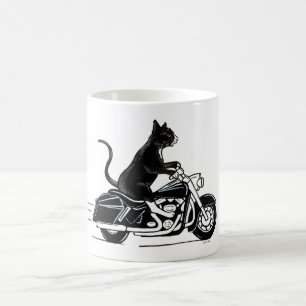 バイクに乗った黒猫 コーヒーマグカップ