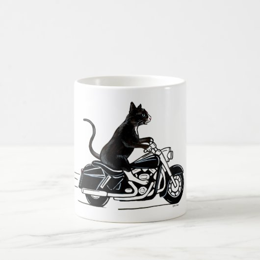 バイクに乗った黒猫 コーヒーマグカップ (中央)