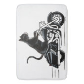 バイクに乗った黒猫 バスマット (正面縦)