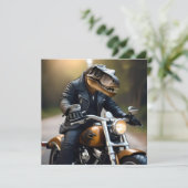 バイクに乗ったTレックス恐竜のバイク乗り セーブザデート (スタンド正面)