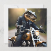 バイクに乗ったTレックス恐竜のバイク乗り セーブザデート (正面)
