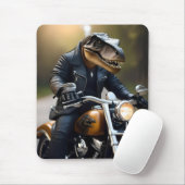 バイクに乗ったTレックス恐竜のバイク乗り マウスパッド (マウス)