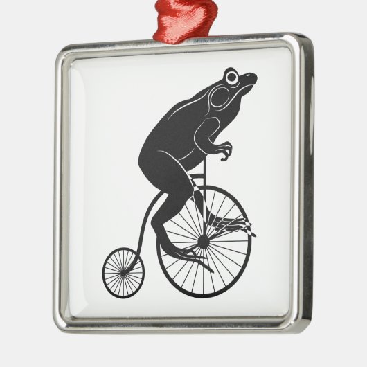 バイクに乗っているカエル メタルオーナメント (左)