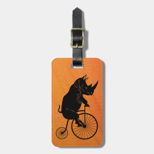 バイクに乗っているサイ ラゲッジタグ (正面縦)