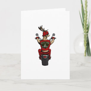 バイクに乗っているサンタのシカ シーズンカード