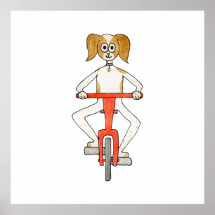 バイクに乗っている犬 ポスター