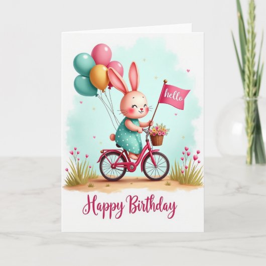 バイクに乗ってお誕生日をお祝い カード (正面)