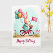 バイクに乗ってお誕生日をお祝い カード (黄色い花)